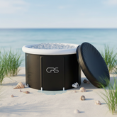 Foldable ice bathtube for adults, portable and space-saving mobile ice bath, easy assembly with water drainage tap, versatile cold water barrel and shower seat