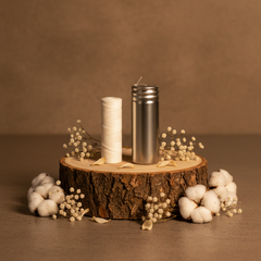 Eco-friendly silk dental floss refill with peppermint flavor, 50 meters long for interdental cleaning