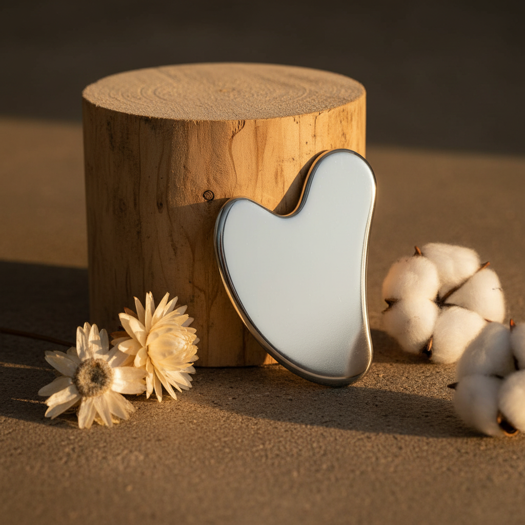 Stainless Steel Gua Sha massager with smooth edges for face and body massage