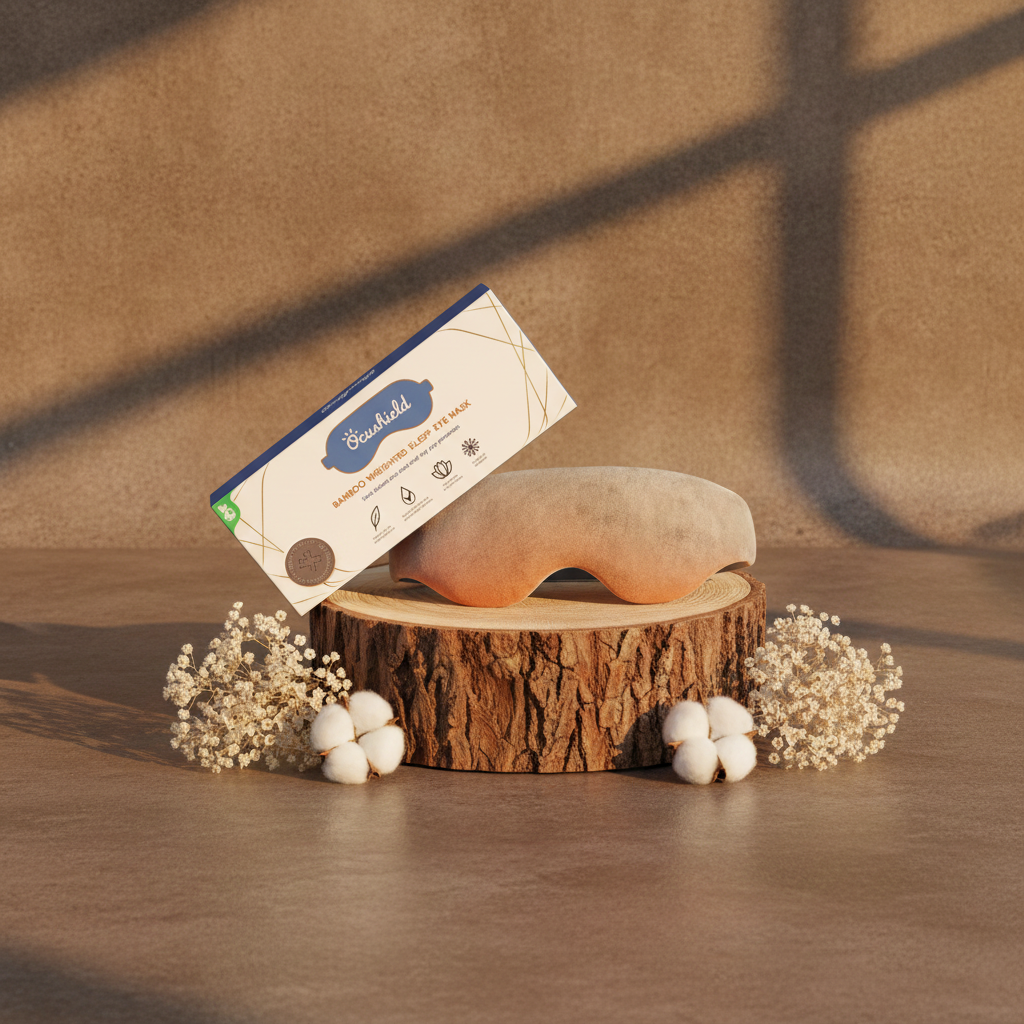 Bamboo Weighted Sleep Eye Mask with breathable bamboo fabric and detachable hot and cold compress blocking 100% light for dry eye relief