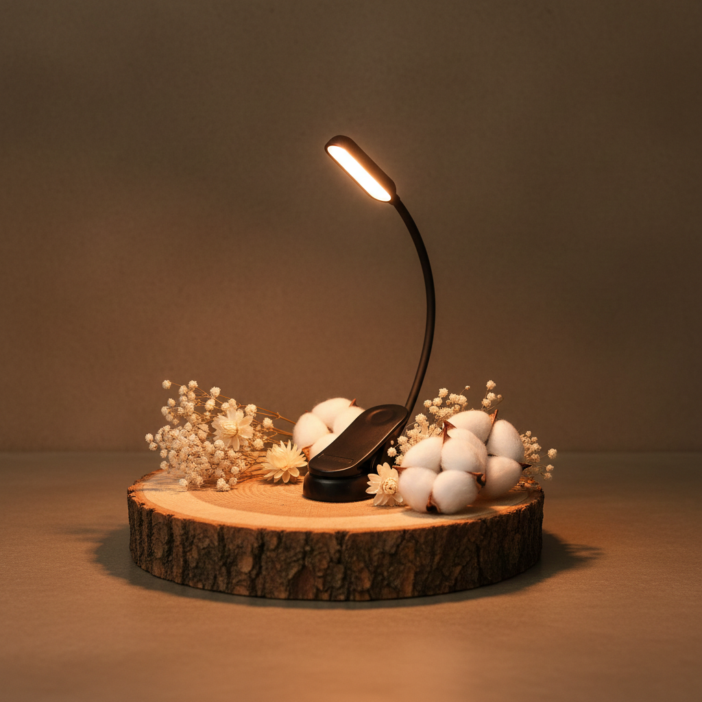Amber and red book lights with blue-free, flicker-free flexible gooseneck design for comfortable nighttime reading